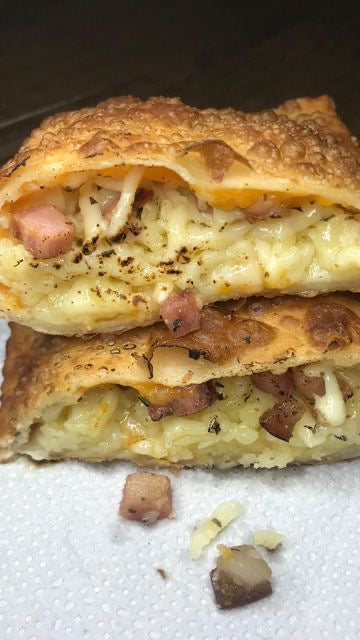 Pastel Frango, bacon e queijo